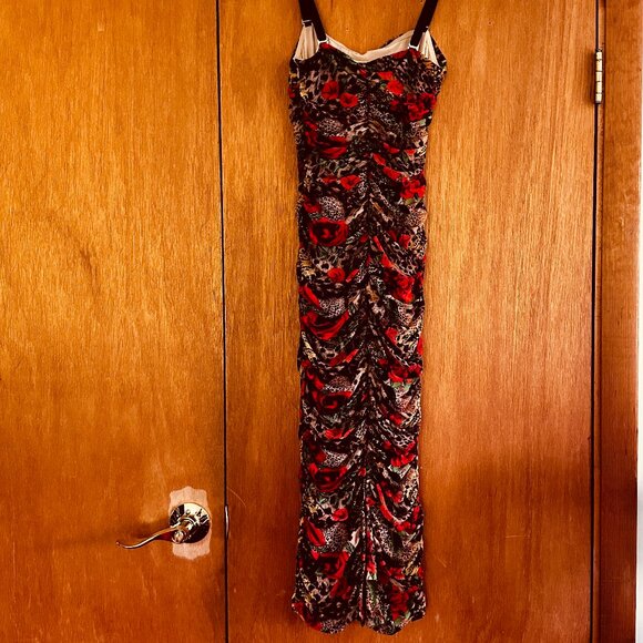 L'AGENCE Caprice Dress Leopard & Roses. Worn less than 2 Hrs. Size 0/ XS/XXS - Picture 3 of 5